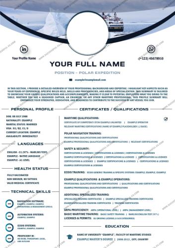 Professional CV for a Polar Expedition role.